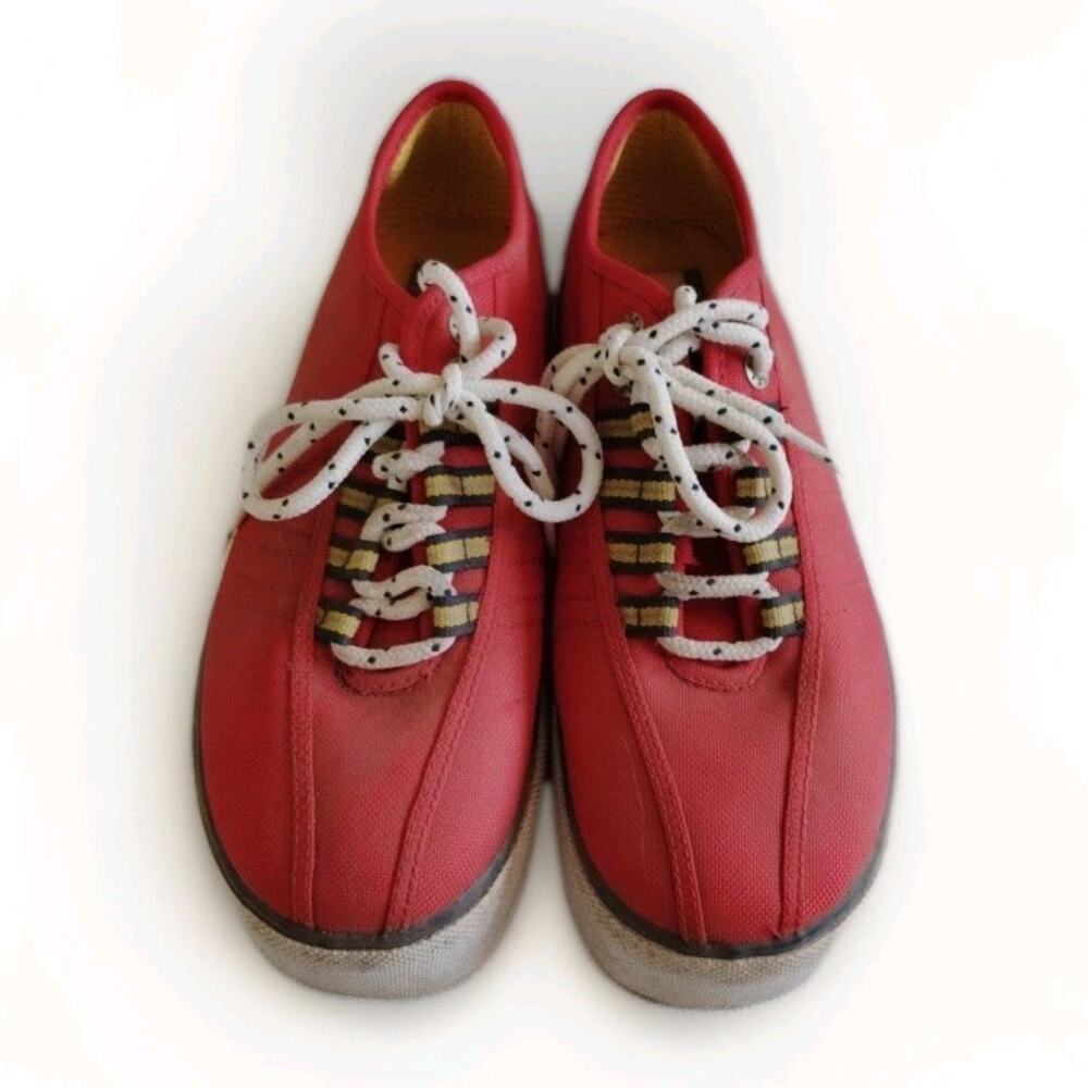 Vintage Tommy Hilfiger 1990s Platform Red Nylon Tennis Shoes Size 7M Read